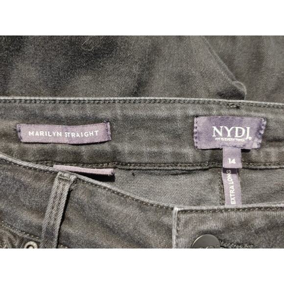 NYDJ Marilyn Straight Jeans Mid Rise Slim Fit Black Denim Womens Plus Size 14 - Picture 5 of 7